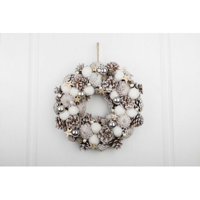 Veniec MagicHome Vianoce biely s hviezdičkami 35 x 9 cm