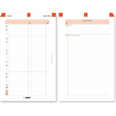 Formulář Týdenní plán A5 levý 2026 53 listů – Zboží Dáma