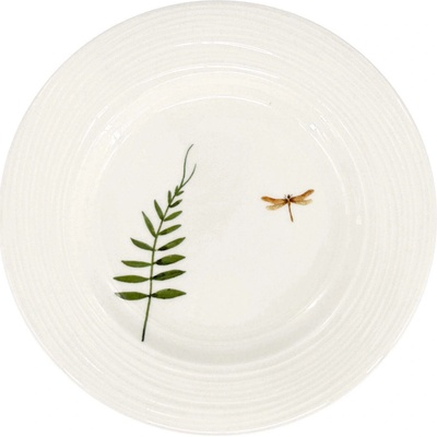 by inspire Porcelánový dezertní talíř Croft Vážka 20,5cm, zelená/hnědá