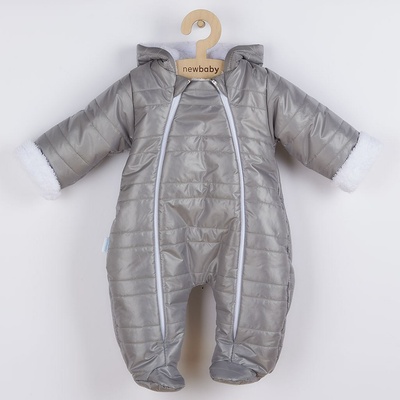 NEW BABY Zimní kojenecká kombinéza s kapucí a oušky New Baby Pumi grey – Zboží Dáma