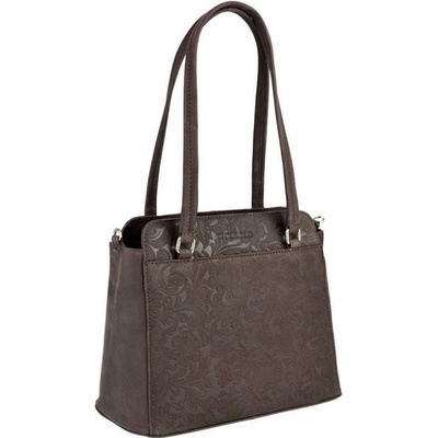 Wood bag dámská kožená kabelka Woodbag s květinami hnědá