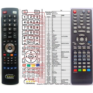 GENERAL ECG 22DHD144PVR, 22DHD162PVR, 22LED301, 22LHD143, 22LHD163PVR, 24DFHD142PVR, 24LED302PVR - съвместимо дистанционно управление на марката General (22DHD144PVR, 22DHD162PVR, 22LED301, 22LHD143, 22LHD163 Дистанционно