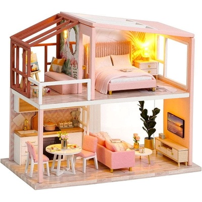 HABARRI Miniatura domečku DIY LED Skandinávský interiér