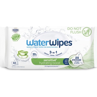 WATERWIPES Obrúsky vlhčené Hydrating clean bez obsahu plastov 60 ks