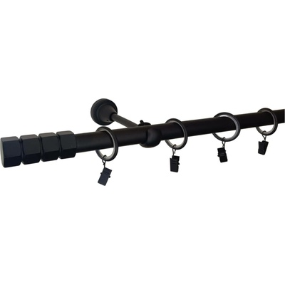 KovovégarnýžeCZ Garnýž Craft elegance 19 mm černá matná Dvouřadá, 400 cm, Kroužky s žabkou
