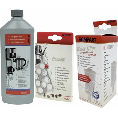 Scanpart Sage BES008 + SCA27900830 čistiace tablety 10 ks + SCA2790000156 1 l