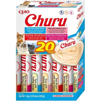 INABA Churu за котки - микс от вкусове с риба тон и морски дарове 20x14g