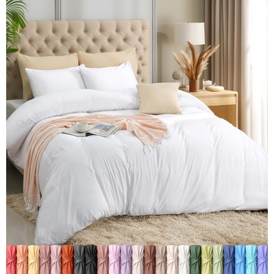 Utopia Bedding Duvet Cover Set with Pillowcases - 3 Piece Zipper Bedding Set - 1 Duvet Cover with 2 Pillowcases - Soft Brushed Microfiber (Queen, White) - UBMICROFIBERLWDUVETKINGWHITE