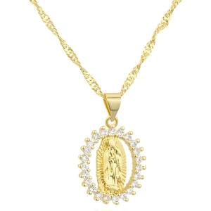 HARAHU Колие Медальон Дева Мария - Златна kp21662