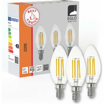 Eglo LED žiarovka E14 C35 7W 806lm 2700K 35 x 98 mm číra 3 ks