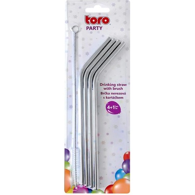 Nerezová brčka s čistícím kartáčkem TORO 4ks
