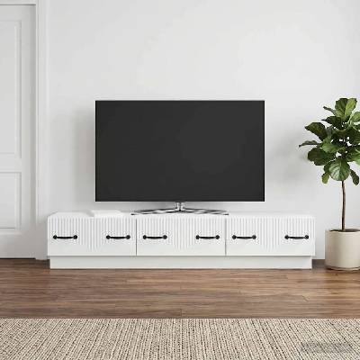 vidaXL ТВ шкаф с чекмедже Бяло 147 x 34, 5 x 27 см Инженерна дървесина (895395)