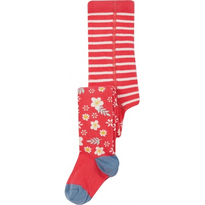 Frugi dětské červené punčocháče Kytičky