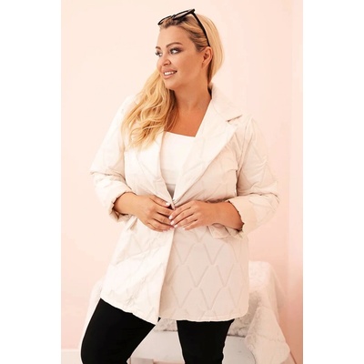 Kesi Dámska bunda Plus Size s golierom a gombíkom tmavo ružová