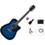 Ibanez PF15ECE-TBS Premium SET Transparent Blue Sunburst Електро-акустична китара Дреднаут