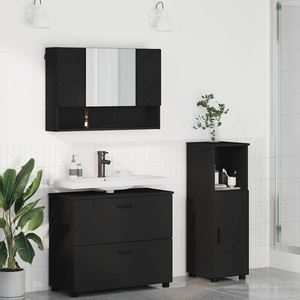 vidaXL Комплект мебели за баня 3 бр. Черно 76, 5 x 35 x 64 см (3393024)
