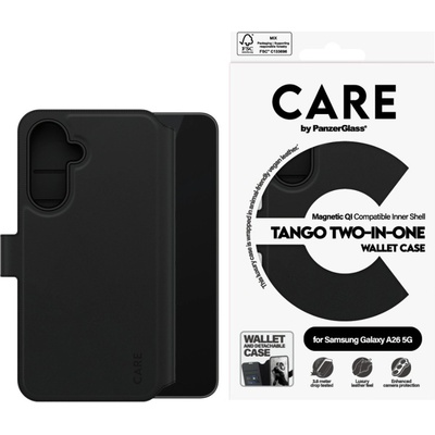 Panzer Калъф тефтер, Care by PanzerGlass за Samsung Galaxy A26, Tango, Two-in-One, Feature Case, Черен