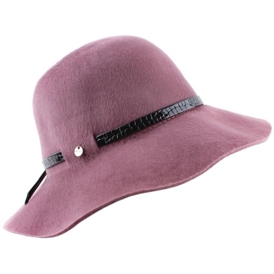 Дамска широкопола филцова шапка HatYou CF0278, Пепел от рози