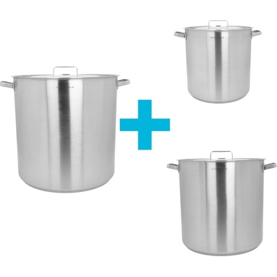 TECHNICA Sada 3 vysoké hrnce s pokrievkami s priemerom: 400 mm, 450 mm a 500 mm, Platinum Line