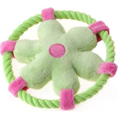 Olala Pets Přetahovadlo pro psa plyšová květina s lanem 14 cm