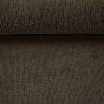 Velur – elastický úpletový manšestr - taupe tmavá 675