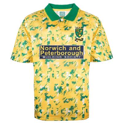 Футболна фланелка Score Draw SD Norwich City Retro Home Shirt 1993 Adults - Yellow/Green