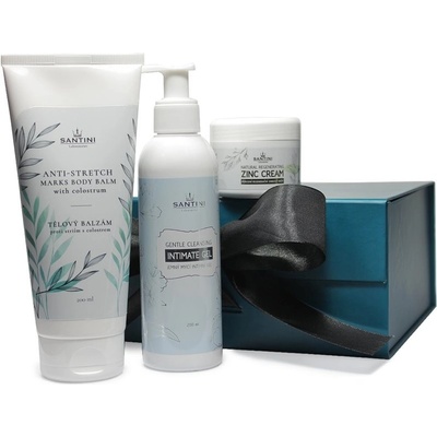 Santini Cosmetic Luxury gel pro intimní hygienu 200 ml + regenerační krém 50 ml + tělový balzám proti striím 200 ml dárková sada