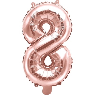 PARTYDECO Balón foliový číslice RŮŽOVO ZLATÁ ROSE GOLD 8 35 cm NELZE PLNIT HELIEM