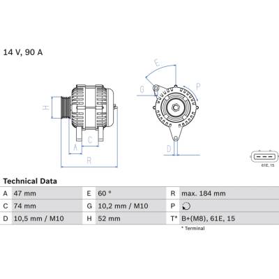 Alternátor BOSCH 0 986 041 190