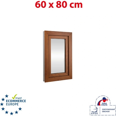 Okna Hned Plastové okno 60x80 cm zlatý dub/bílá otevíravé i sklopné pravé
