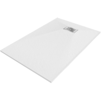 Mexen Hugo правоъгълна душ кабина SMC 110 x 80 см, бяла, капак за отвод Inox - 42108011-X (42108011-X)