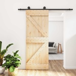 vidaXL Преплъзваща се врата Естествено и черно 70 x 210 cm (3444983)