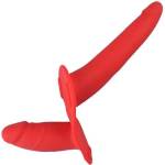Toyz 4 Lovers Двоен пенис колан от Медицински силикон "deb red" 14.5 см