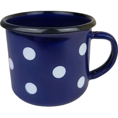 BELIS Hrnek 8 cm modrý/bílý puntík smalt 350 ml