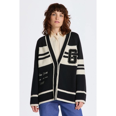 Gant sveter GANT VARSITY V-NECK CARDIGAN čierna