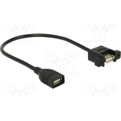 Delock 85105 USB 2.0 USB A zásuvka z obou stran zlacený 0,25m černý