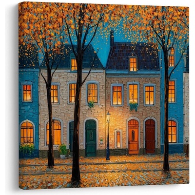 Obraz městská pohoda s lampou - 70x70