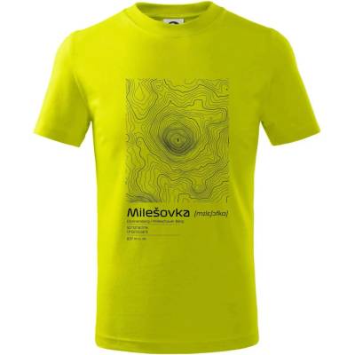Milešovka vrstevnice v obdélníku Tričko dětské bavlněné Limetková