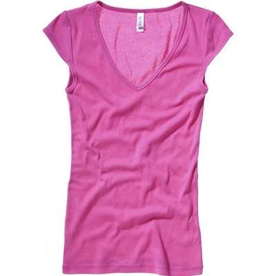 Bella Mini Tričko Rib V Neck ružové