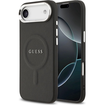 GUESS Дизайнерски кожен кейс с MagSafe за iPhone 17 Air - Guess PU Saffiano MagSafe Case (черен) (GUHMP17MPSAREGSK)