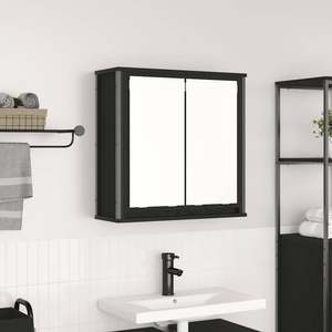 vidaXL Стенен шкаф за баня с огледало Черен дъб 60x21x60 cm (861897)