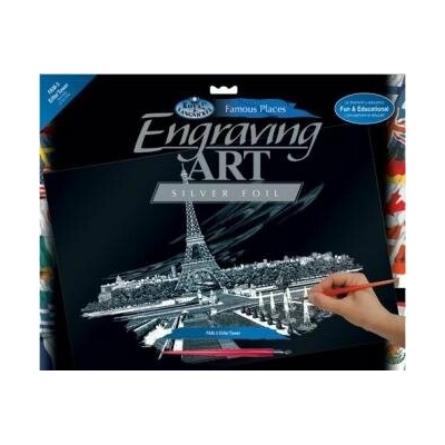 Strieborný škrabací obrázok Eiffelova veža veľký
