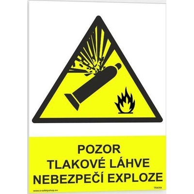 Traiva s.r.o Pozor Tlakové láhve Nebezpečí exploze Verze: Samolepka 148 x 210 mm (A5) tl. 0.1 mm - Kód: 13544