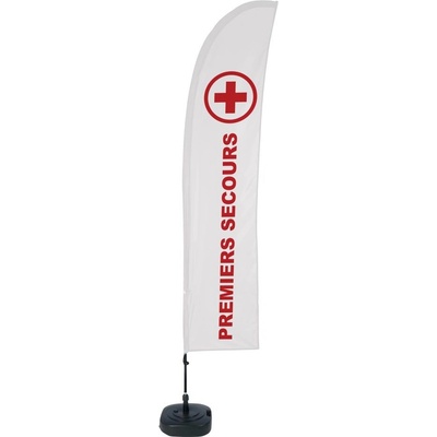 Jansen Display Beach Flag Budget Wind Complete Set First Aid French ECO, 1010 x 4305 mm
