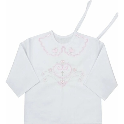 Richelieu Košieľka na krst Srdiečka ružová