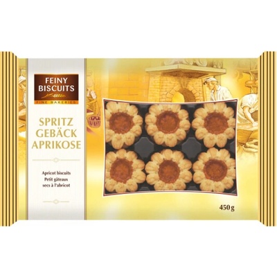 Feiny Biscuits stříkané sušenky s meruňkovou náplní 450 g