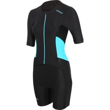 Zone3 WOMEN'S ACTIVATE SHORT SLEEVE FULL ZIP TRISUIT Black/Blue