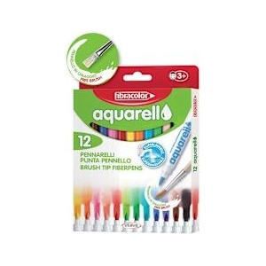 Fibracolor Флумастери Aquarell 12 цвята + четка