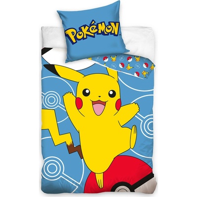 Carbotex bavlna obliečky Pokémon Pikachu a Pokéball 100% bavlna Renforcé 70x90 140x200