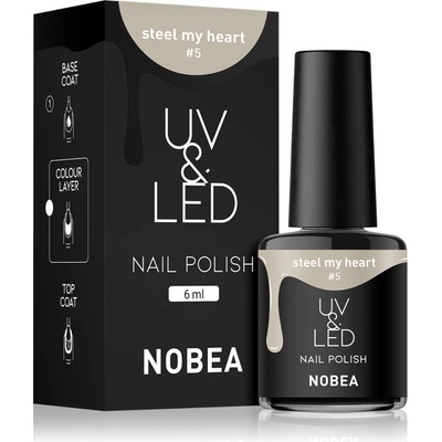 NOBEA UV & LED Nail Polish гел лак за нокти с използване на UV/LED лампа бляскав цвят Steel my heart #5 6ml